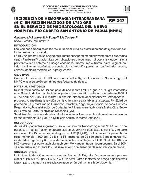 Perinato.T libres - Sociedad Argentina de PediatrÃ­a