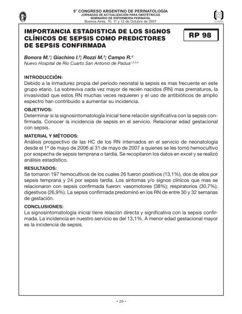 Perinato.T libres - Sociedad Argentina de PediatrÃ­a