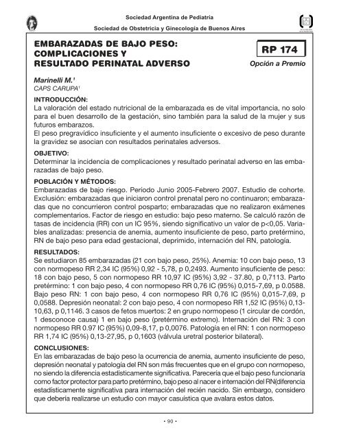 Perinato.T libres - Sociedad Argentina de PediatrÃ­a