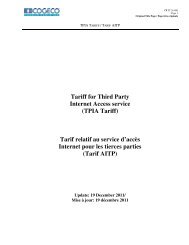 Tariff for Third Party Internet Access service (TPIA Tariff ... - Cogeco