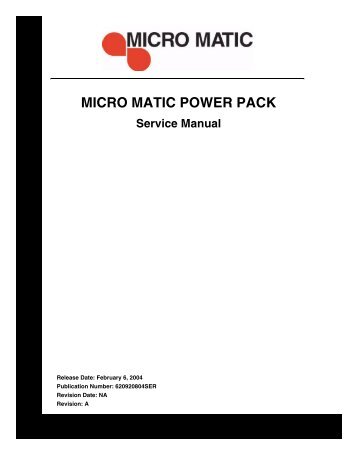 MICRO MATIC POWER PACK Service Manual - Micro Matic USA