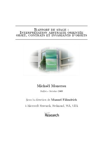 Rapport de stage : InterprÃ©tation abstraite ... - Michael Monerau