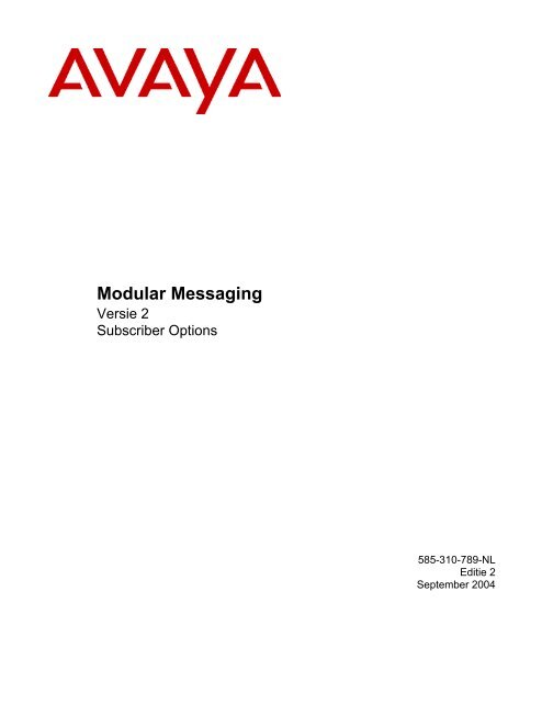 Modular Messaging - Avaya Support