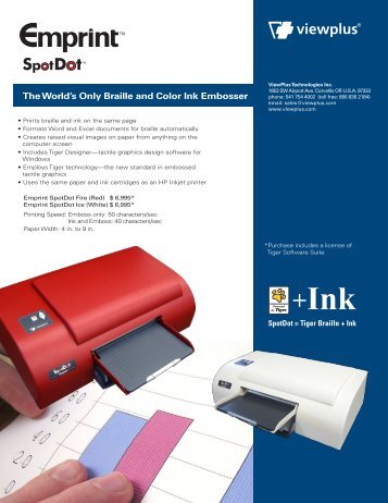 Tiger Emprint SpotDot Braille and Color Ink Embosser - Indigo Logix