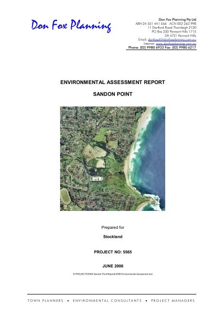 environmental assessment report sandon point - Stockland