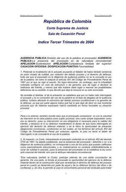 2004 Extracto jurisprudencial tercer trimestre - Corte Suprema de ...