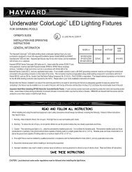 Underwater ColorLogic™ LED Lighting Fixtures ... - Hayward Pools