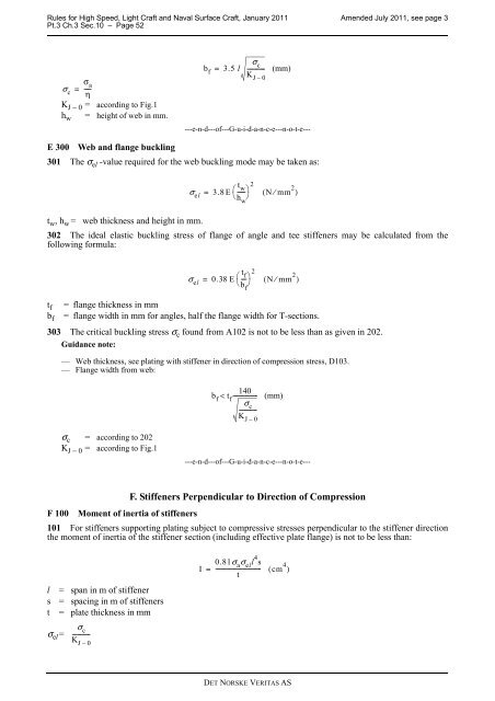 RULES DET NORSKE VERITAS (DNV) = STRUCTURES = - Boat Design Net