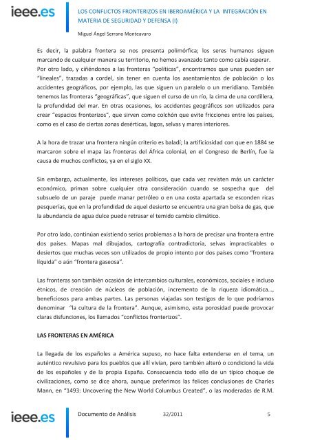 LOS CONFLICTOS FRONTERIZOS EN IBEROAMÃRICA Y ... - IEEE