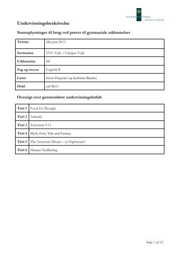 Undervisningsbeskrivelse - Campus Vejle
