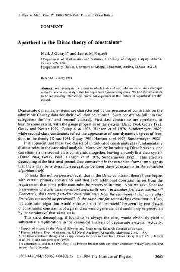 J. Phys. A: Math. Gen. 17 (1984) - PIMS