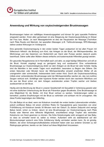 Anwendung und Wirkung von oxytocinsteigernden Brustmassagen