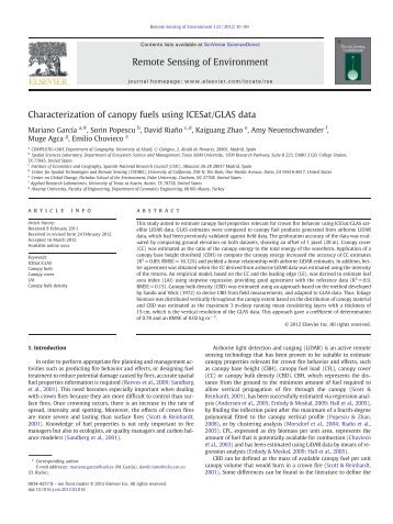 Characterization of canopy fuels using ICESat/GLAS data
