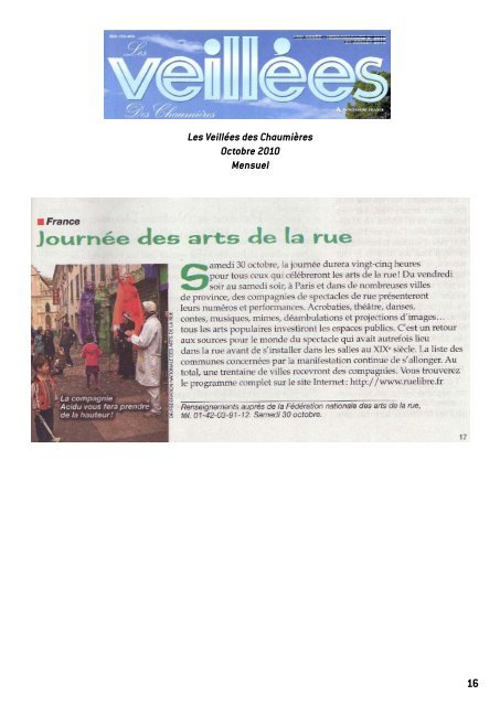 Revue de presse Rue Libre ! 2010