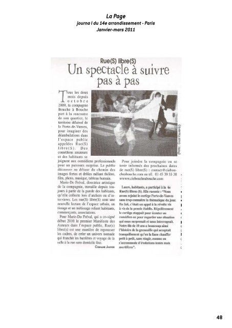 Revue de presse Rue Libre ! 2010