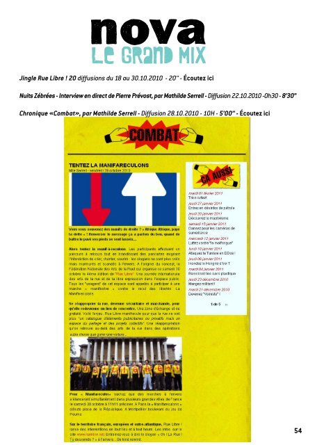 Revue de presse Rue Libre ! 2010