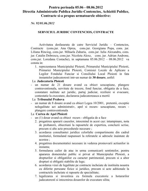 Directia Administratie Publica Juridic-Contencios - Ploiesti.ro