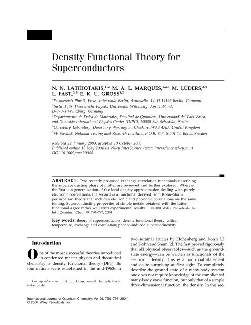 Density functional theory for superconductors - Max-Planck-Institut ...