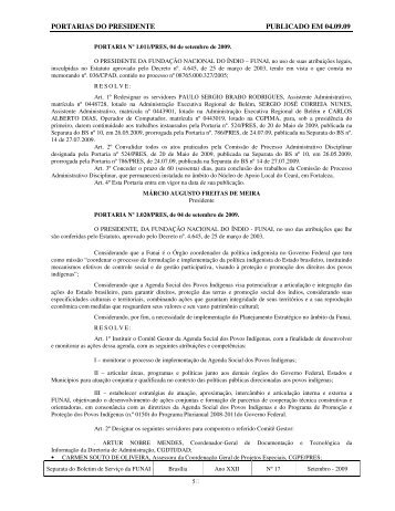 Separata do Boletim NÃ‚Âº 17 (Presidente) - Funai
