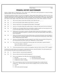 PRENATAL HISTORY QUESTIONNAIRE - Providence Washington