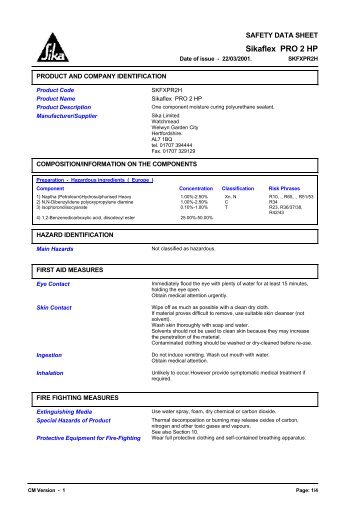 0083 Sikaflex PRO 2 HP (English) Chemware ... - Curtis Enterprises