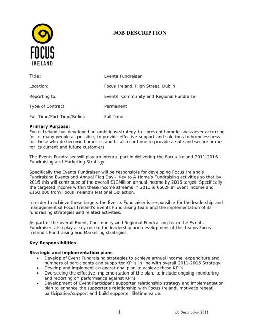 JOB DESCRIPTION - Focus Ireland