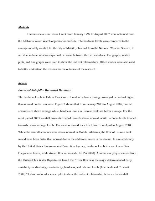 Relationship between Hardness Levels in Eslava Creek and ...