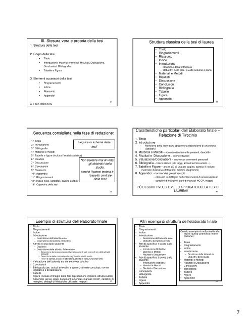 Come scrivere e presentare la tesi di Laurea - Scienze Zootecniche