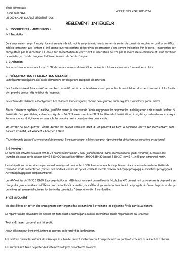 rÃ¨glement intÃ©rieur de l'Ã©cole