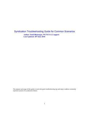 Syndication Troubleshooting Guide for Common Scenarios