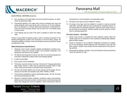 Panorama Mall Technical Tenant Criteria Manual - Macerich