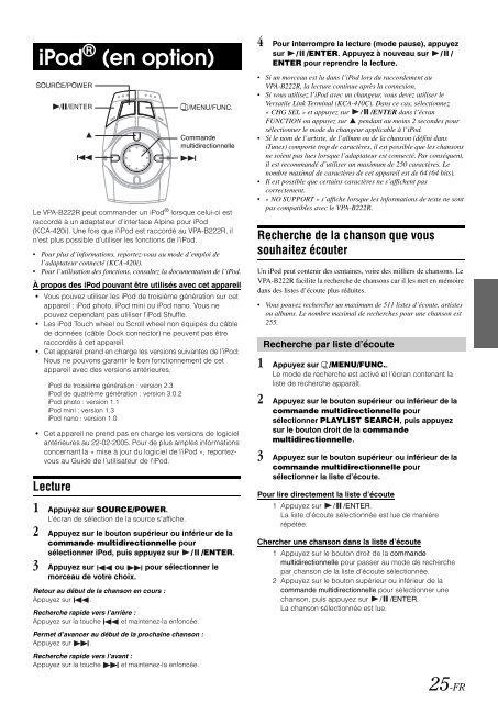 2 Appuyez sur le bouton supÃ©rieur ou infÃ©rieur de la - Alpine Europe