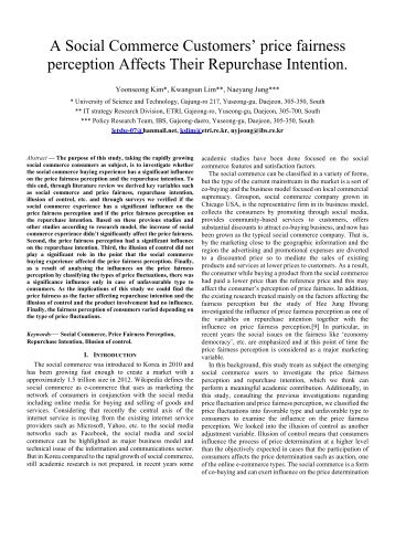 price fairness perception Affects Their Repurchase Intention. - icact