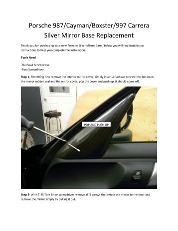 Porsche 987/Cayman/Boxster/997 Carrera Silver Mirror Base ...