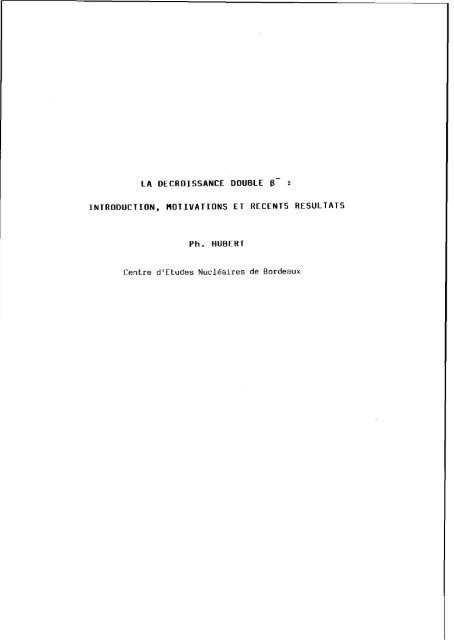 symetries et physique nucleaire - Cenbg - IN2P3