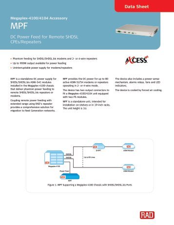 Data Sheet DC Power Feed for Remote SHDSL CPEs/Repeaters