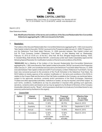 Intimation Letter - Tata Capital