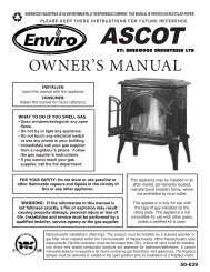 Ascot Owner's Manual - Pine Tree Stove Shoppe