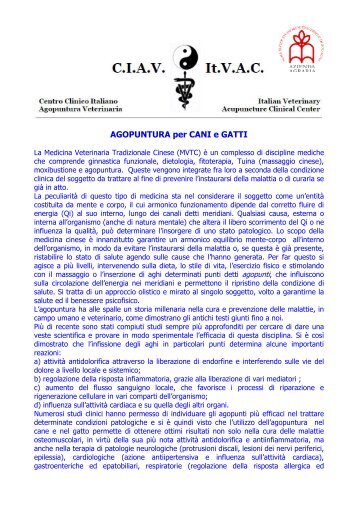 AGOPUNTURA per CANI e GATTI - SIAV