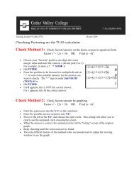 Checking Factoring on the TI-83 calculator - Cedar Valley College