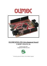 OLIMEXINO-32U4 development board USER'S MANUAL