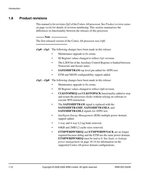 Cortex-A8 R2P2.pdf - ARM Information Center