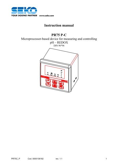 Seko pHRX Controller_PR 75 C.. - UK