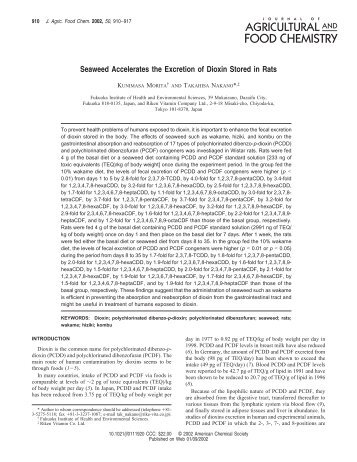 Seaweed Accelerates the Excretion of Dioxin Stored ... - Tang Thorkil