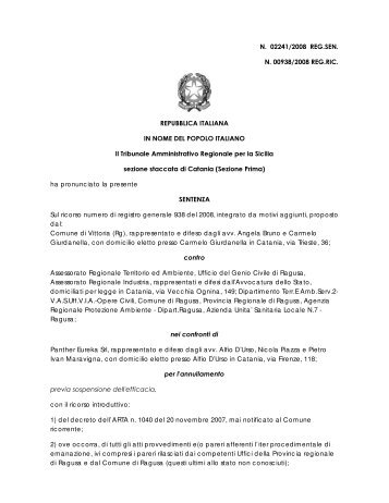 sentenza del TAR di Catania - UlisseNews