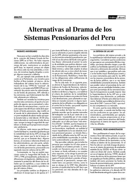 Sistemas de Pensiones en el PerÃº Sistemas de Pensiones ... - AELE