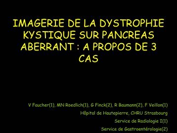 imagerie de la dystrophie kystique sur pancreas aberrant