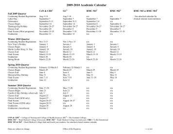 2009-2010 Academic Calendar