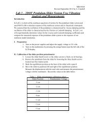 Lab 3 – 2DOF Pendulum-Slider System Free Vibration Analysis and ...