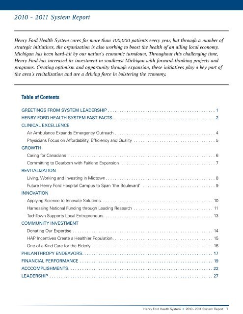 paving the way for economic growth - Henry Ford Health System